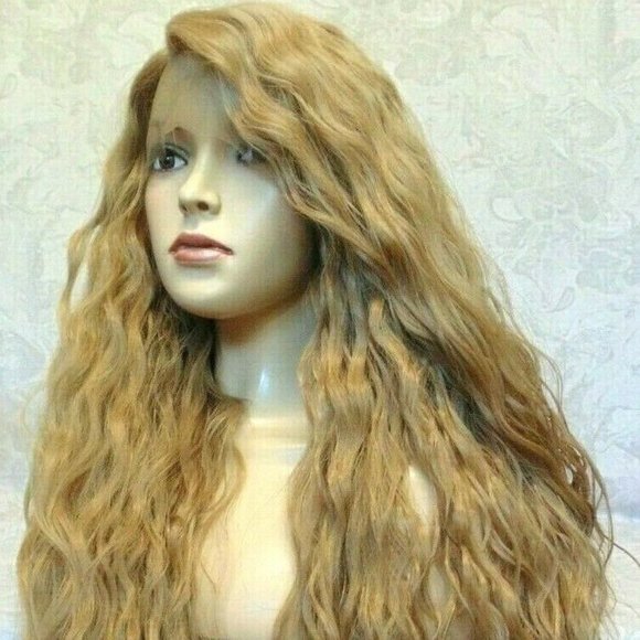 Lace Front, 3.5" Part, Dk Blonde Long Wavy Wig - Picture 12 of 13